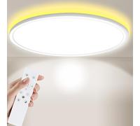 Psatfito G LED Bathroom Light, 3000K-6000K Dimmable Bathroom Lights Ceiling with Remote Control, 24W 2800LM Bathroom Ceiling Light with Night Light Mode, IP54 for Bedroom, Living Room, Ø18CM