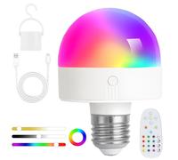 Psatfito Rechargeable Light Bulb with Timer and Remote, Dimmable Battery Light Bulbs with Magnetic Base, E27/E26 Detachable Charging LED Bulb, Non Hardwired Lamps with 3 Color Temperatures + 12 RGB
