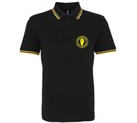 PSave Northern Soul Keep the Faith Casual Mod Mens Premium Embroidered Polo Shirt (Black/Yellow, Extra Large)