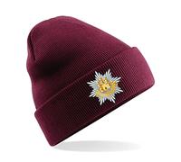 PSave Royal Anglian Regiment Insignia Mens Premium Embroidered Beanie Hat, Bob Hat British Army Military (Maroon)