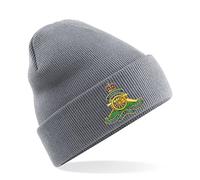 PSave Royal Artillery Insignia Mens Premium Embroidered Beanie Hat, Bob Hat British Army Military (Grey)
