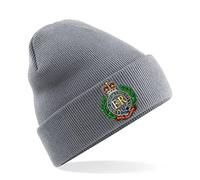 PSave Royal Engineers Insignia Mens Premium Embroidered Beanie Hat, Bob Hat British Army Military (Grey)