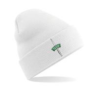 PSave Royal Marines Commando Dagger Mens Premium Embroidered Beanie Hat, Bob Hat British Army Military (White)
