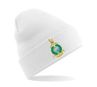 PSave Royal Marines Commando Insignia Mens Premium Embroidered Beanie Hat, Bob Hat British Army Military (White)