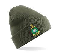 PSave Royal Marines Commando Insignia Mens Premium Embroidered Beanie Hat, Bob Hat British Army Military (Military Green)