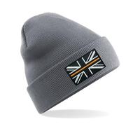 PSave Search and Rescue Thin Orange Line Union Jack Premium Embroidered Beanie Hat, Bob Hat Emergency Services (Acrylic, Grey)