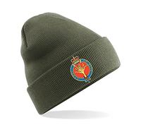 PSave Welsh Guards Insignia Mens Premium Embroidered Beanie Hat, Bob Hat British Army Military (Military Green)