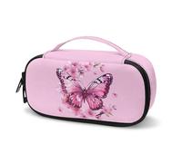 Psaytomey Diabetic Supplies Glucose Meter Travel Case Insulin Storage Bag Holds Insulin Pens, Blood Sugar Test Strips, Pink Cherry Butterfly, Travel