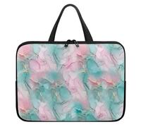 Psaytomey Laptop Bag Computer Cover Neoprene Zipper Tablet Carrying Case Messenger Briefcase for Travel/Business/Office, Pink Green Marble, 17IN