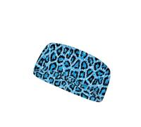 Psaytomey Women's Fashion Blue Leopard Print Sweatbands Headbands Sweat Hair Accessories 5 Pack Headbands for Women Sports Headband Men Long Hair