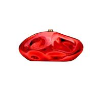 PSBIY Women Acrylic Evening Clutch Purse Unique Metallic Lattice Pattern Handbag Glitter Crossbody Bag for Banquet Prom, Red
