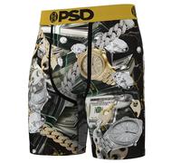 PSD Men's Animal Print Boxer Briefs - 7 Inch Inseam Breathable and Supportive Men's Underwear with Moisture-Wicking Fabric, Icy Benjis, XL