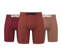 PSD Men's Basic Solid Boxer Briefs - 7 Inch Inseam Breathable and Supportive Men's Underwear with Moisture-Wicking Fabric, Natural Cotton 3-pack, S