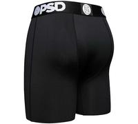 PSD Men's Basic Solid Boxer Briefs - 7 Inch Inseam Breathable and Supportive Men's Underwear with Moisture-Wicking Fabric, Black, M