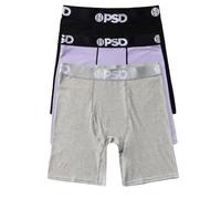 PSD Men's Basic Solid Boxer Briefs - 7 Inch Inseam Breathable and Supportive Men's Underwear with Moisture-Wicking Fabric, Lavish Solid Cotton 3-pack, S