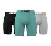 PSD Men's Basic Solid Boxer Briefs - 7 Inch Inseam Breathable and Supportive Men's Underwear with Moisture-Wicking Fabric, Sea Cotton 3-pack, XL