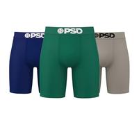PSD Men's Basic Solid Boxer Briefs - 7 Inch Inseam Breathable and Supportive Men's Underwear with Moisture-Wicking Fabric, Evergreens Cotton 3-pack, L