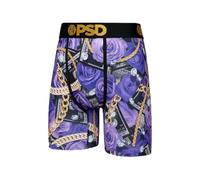 PSD | Men's Boxer Briefs | Comfortable Breathable Underwear 7 Inch Leg | Men's Boxer Briefs Long Stitching Flex Fit (FR/ES, Letters, L, Regular, Rich Roses)