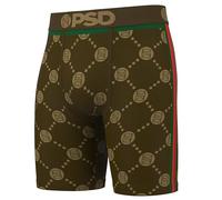 PSD Mens Boxer Briefs - Emblem Lux Brown, 7 Inch Inseam, Moisture-Wicking, 4-Way Stretch, Boxer Briefs for Men Pack, Emblem Lux Brown, S