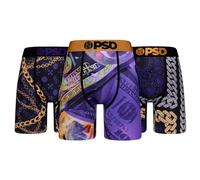 PSD Men's Boxer Briefs -Purple & Gold 3 Pack, 7 Inch Inseam, Stretchy Moisture-Wicking Boxer Briefs for Men Pack, Size XL