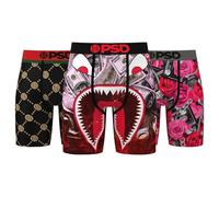 PSD Men's Boxer Briefs - Rich Ruby 3 Pack, 7 Inch Inseam, Stretchy Moisture-Wicking Boxer Briefs for Men Pack, Large