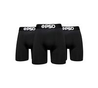 PSD Mens Boxer Briefs - Solids Black 3-Pack, 7 Inch Inseam, Moisture-Wicking, Boxer Briefs for Men Pack, Black 3-pack 3, S