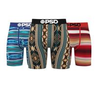 PSD Mens Boxer Briefs - Various Prints, Standard Length Underwear Pack, Breathable Moisture Wicking Boxer Briefs for Men, Desert Mesa 3-pack, S