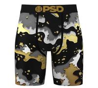 PSD Men's Camo Print Boxer Briefs - 7 Inch Inseam Breathable and Supportive Men's Underwear with Moisture-Wicking Fabric, Desert Gold, L