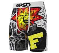 PSD Men's Graffiti Print Boxer Briefs - 7 Inch Inseam Breathable and Supportive Men's Underwear with Moisture-Wicking Fabric, F Bomb, S