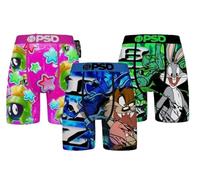 PSD Men's Looney Tunes Print Boxer Briefs - 7 Inch Inseam Breathable, Supportive Men's Underwear with Moisture-Wicking Fabric, Lt Wildstyle 3-pack, XL
