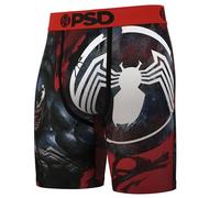 PSD Men's Marvel Print Boxer Briefs - 7 Inch Inseam Breathable and Supportive Men's Underwear with Moisture-Wicking Fabric, Venom Slash, L
