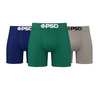 PSD Men's Mid Length Boxer Briefs - 5 Inch Inseam Breathable and Supportive Men's Underwear with Moisture-Wicking Fabric, Evergreens Cotton 3-pack, L