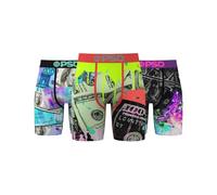 PSD Men's Money Drip Boxer Briefs - 7 Inch Inseam Breathable and Supportive Men's Underwear with Moisture-Wicking Fabric, Money Hype 3-pack, S