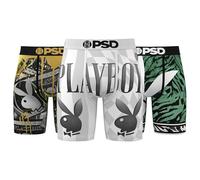 PSD Men's Playboy Boxer Briefs - Breathable and Supportive Men's Underwear with Moisture-Wicking Fabric, Pb Champ a 3-pack, XL