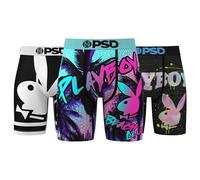 PSD Men's Playboy Boxer Briefs - Breathable and Supportive Men's Underwear with Moisture-Wicking Fabric, Pb Essentials 3-pack, S