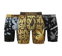 PSD Men's Playboy Boxer Briefs - Breathable and Supportive Men's Underwear with Moisture-Wicking Fabric, Pb Lux 3-pack, S