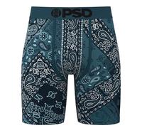 PSD Men's Printed Boxer Briefs - 7 Inch Inseam Breathable and Supportive Men's Underwear with Moisture-Wicking Fabric, Paisley Maze, M