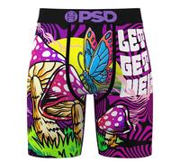 PSD Men's Shrooms Boxer Briefs - 7 Inch Inseam Breathable and Supportive Men's Underwear with Moisture-Wicking Fabric, Get Weird, L