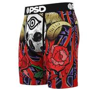 PSD Men's Skeleton Print Boxer Briefs - 7 Inch Inseam Breathable and Supportive Men's Underwear with Moisture-Wicking Fabric, Bones, L