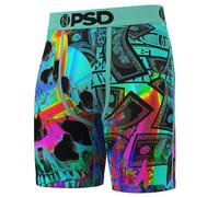 PSD Men's Skeleton Print Boxer Briefs - 7 Inch Inseam Breathable and Supportive Men's Underwear with Moisture-Wicking Fabric, Dead Loot, S