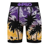 PSD Men's Tropical Print Boxer Briefs - 7 Inch Inseam Breathable and Supportive Men's Underwear with Moisture-Wicking Fabric, Benji Sunrise, S