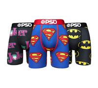 PSD Underwear Men's Stretch Elastic Wide Band Boxer Brief Underwear Bottom - 3-Pack | Breathable, 7 inch Inseam, 3-Pack |, Multi / Dc H & V 3pk, S
