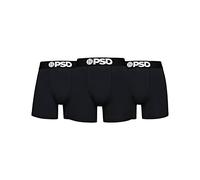 PSD Underwear Men's Stretch Elastic Wide Band Boxer Brief Underwear Bottom | Breathable, 7 inch Inseam |, Black Cotton 3-pack, L
