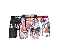 PSD Underwear Men's Stretch Elastic Wide Band Boxer Brief Underwear - Pack Pack, Multi/Playboy 3pk, SM