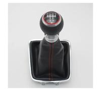 PSDFJAD ZHGUIMING for Plus 2005 2006 2007 2008 2009 2010 2011 2012 2013 2014 Car-Styling 5 Speed Car Gear Stick Shift Knob PU Leather Boot(Red)