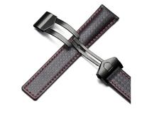 PSDFJAD ZHGUIMING Genuine Leather Watch Strap 19mm 20mm 22mm watchband for tag F1 Watch Band Red Men Fold Buckle Bracelet(B Black red Black,19mm)