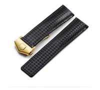 PSDFJAD ZHGUIMING Genuine Leather Watch Strap 19mm 20mm 22mm watchband for tag F1 Watch Band Red Men Fold Buckle Bracelet(B Black Golden,20mm)