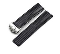 PSDFJAD ZHGUIMING Genuine Leather Watch Strap 19mm 20mm 22mm watchband for tag F1 Watch Band Red Men Fold Buckle Bracelet(B Black Silver,20mm)