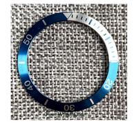 PSDFJAD ZHGUIMING Peacock Blue Aluminum Bezel Insert 38mm / 30.5 mm Outer/Inner Size Sloped Watch Ring(Blue-White)
