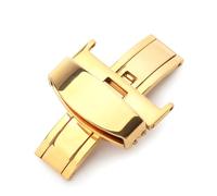 PSDFJAD ZHGUIMING Stainless Steel Solid Double Pull Button Fold Watch Buckle Butterfly Deployment Clasp Watch Strap 12/14/16/18/20/22/24mm Newest(Gold,18mm)